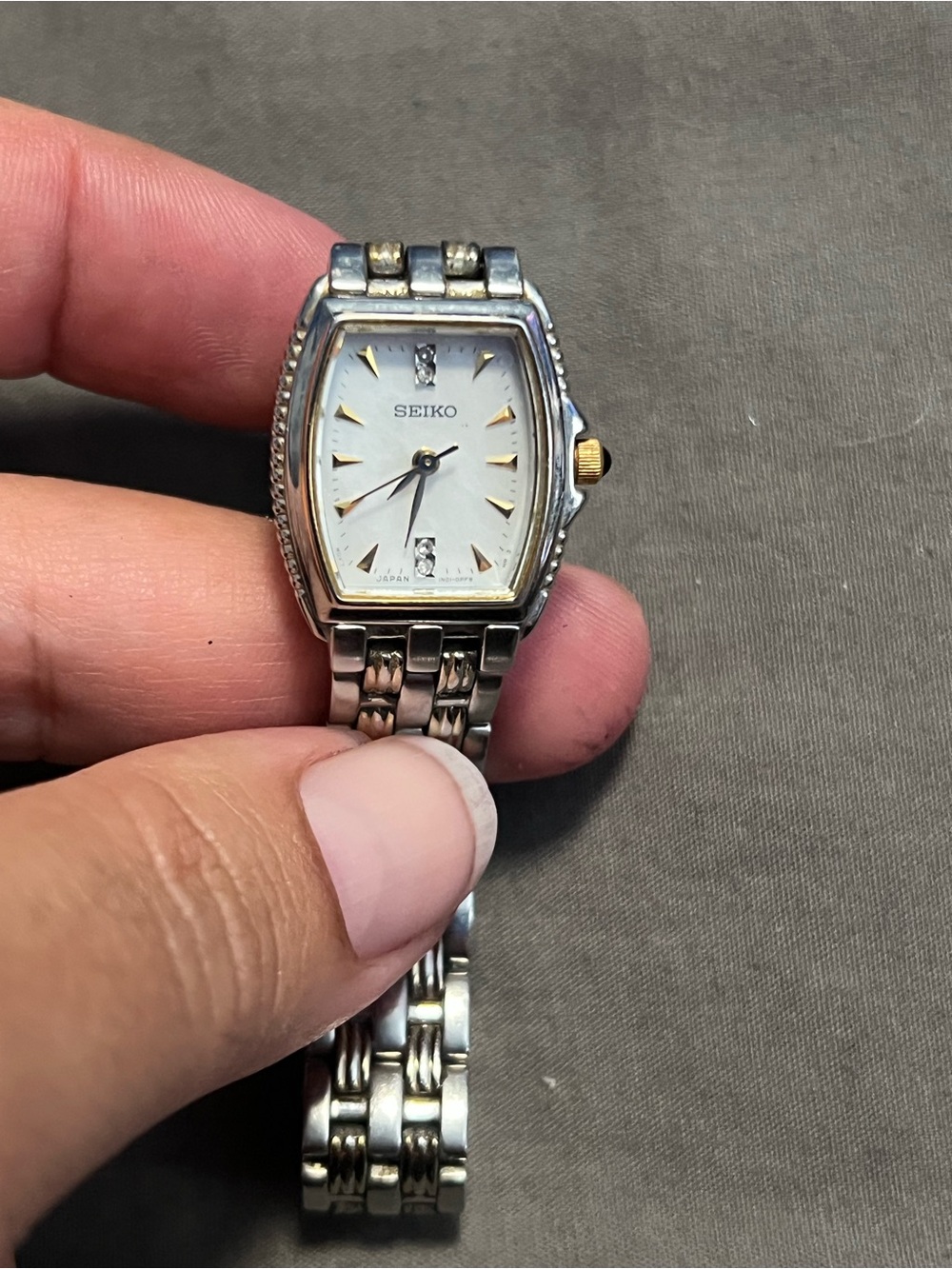 Seiko Mother of  Pearl Diamond Dial Wristwatch In Stainless Steel